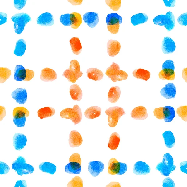 Watercolor Dots Pattern Blue Orange Circles Raster Illustration — 스톡 사진