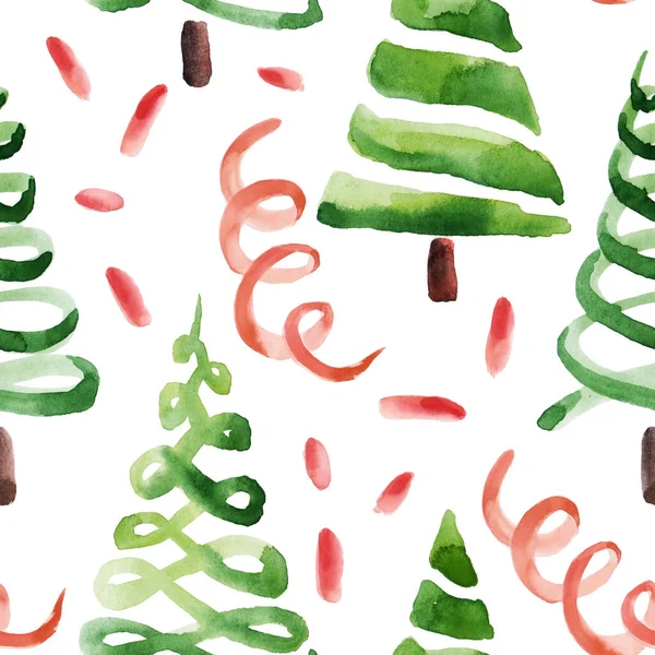 Watercolor Winter Seamless Pattern Christmas Interior Items Hand Painted Holiday — Stock Photo, Image