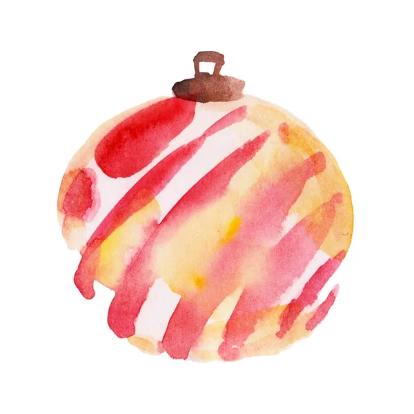 Watercolor Christmas Ball Ornaments Red Pink Decoration Hand Painted Illustration — 图库照片