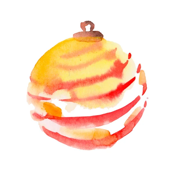 Single Red Decorated Christmas Ball White Background Raster Illustration — Stockfoto
