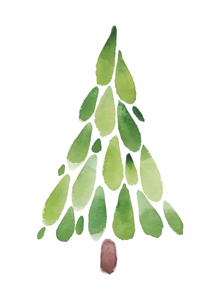 Watercolor Painting Abstract Christmas Tree White Background — Stock Photo, Image