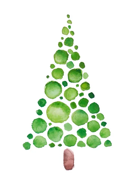 Cartão Natal Aquarela Lote Forma Uma Árvore Natal — Fotografia de Stock
