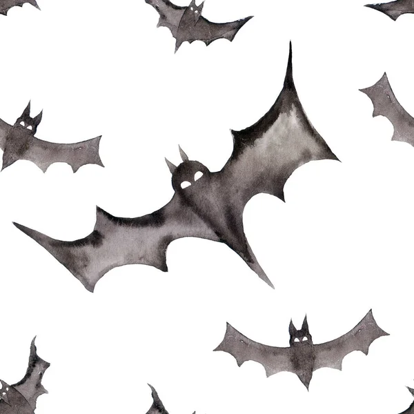 Naadloos Patroon Met Vleermuizen Handgetekende Achtergrond Voor Halloween Feest Inktillustratie — Stockfoto