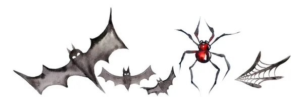 Halloween Watercolor Cute Illustration White Background — 图库照片