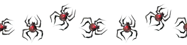 Seamless Watercolor Pattern Big Spider Isolated White Background Large Representative — Fotografia de Stock