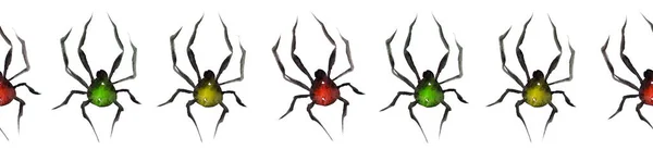 Cadılar Bayramı Beyaz Arkaplanda Örümceklerle Kusursuz Desen — Stok fotoğraf
