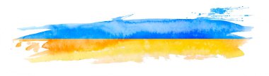 Brush painted grunge flag of country. Independence day of Ukraine. Abstract creative painted grunge brush flag background.Flag of Ukraine on an isolated white background