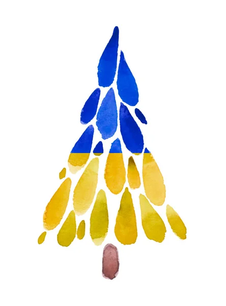 Christmas Tree Abstract Blue Yellow White Background — Fotografia de Stock