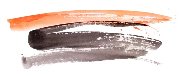 Warm Orange Pink Gradient Brush Strokes Painted Watercolor Clean White — Fotografia de Stock