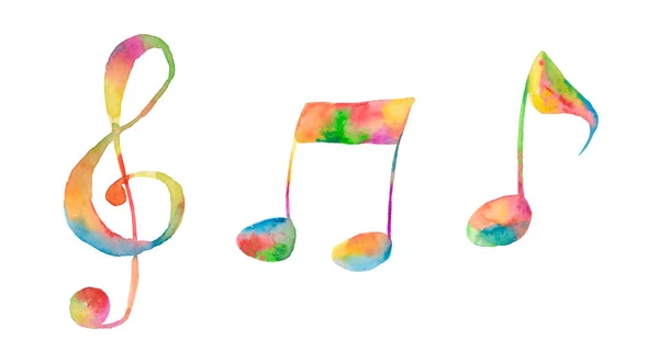 Watercolor Illustration Music Notes Treble Clefs Isolated Illustration Theme Music — Stock Photo, Image