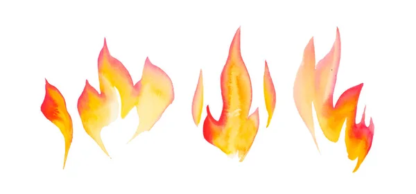 Fire White Background Beautiful Watercolor Flames — Foto Stock