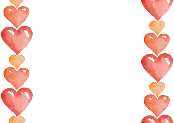Frame Made Hand Painted Watercolor Hearts Cute Romantic Perfect Valentine — Fotografia de Stock