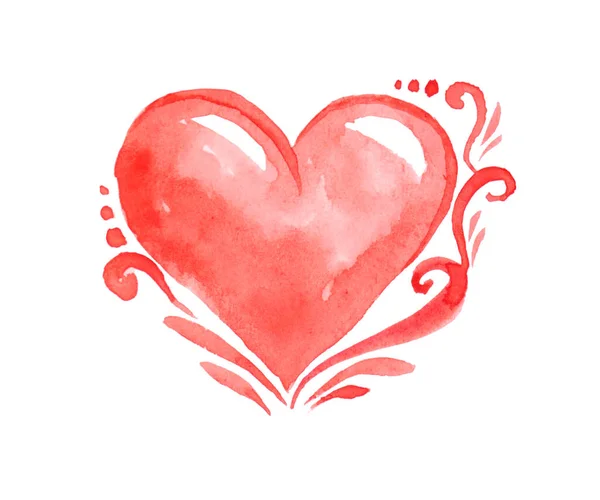 Suluboya Tarzı Çizimi Kalp Kıvrımlı Bayrak — Stok fotoğraf