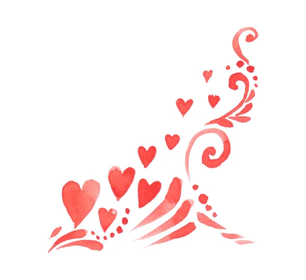 Watercolor Lovely Hearts Design Elements Valentines Day — 스톡 사진