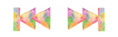 Watercolor arrows back and arrows forward on white