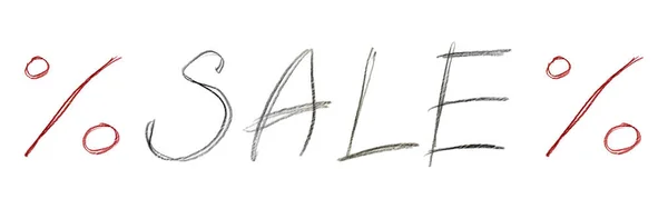 Hand Written Charcoal Percent Sign Sale Sticker Label White Watercolor — Stockfoto