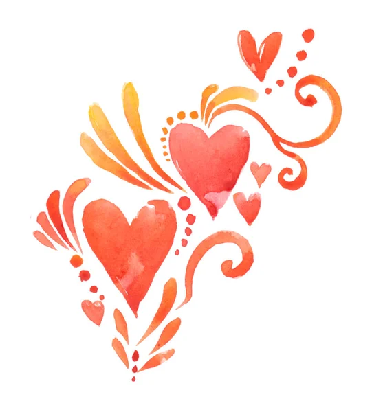 Beautiful Border Hearts Watercolor Illustration Valentine Day — Stockfoto