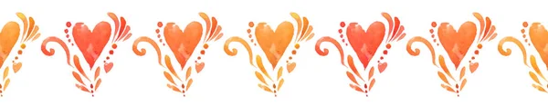 수채화 심장의 물감없는 발렌틴을 칠하는 배경에 하트를 바꿉니다 낭만적 포장지 — 스톡 사진