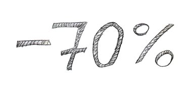 70 procent sale. Lettering discount with percent.