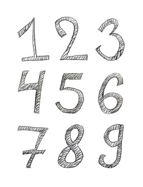 Number Doodles Isolated White Background — 图库照片