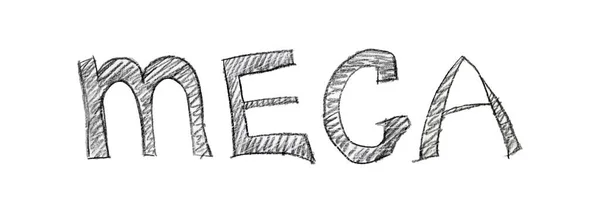 Mega Doodle Text Isolated White Background — Photo