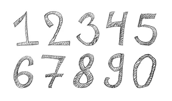 Set Hand Drawn Numbers Isolated White Background — 图库照片