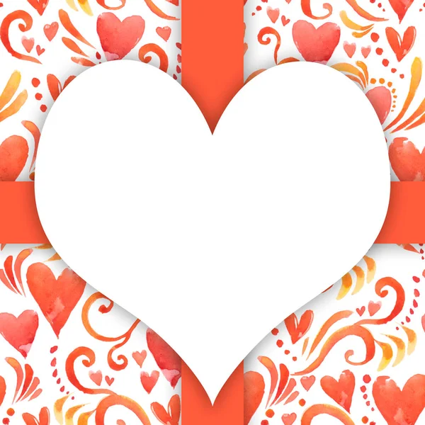 Happy Walentines Day Design Watercolor Heart — Stock fotografie