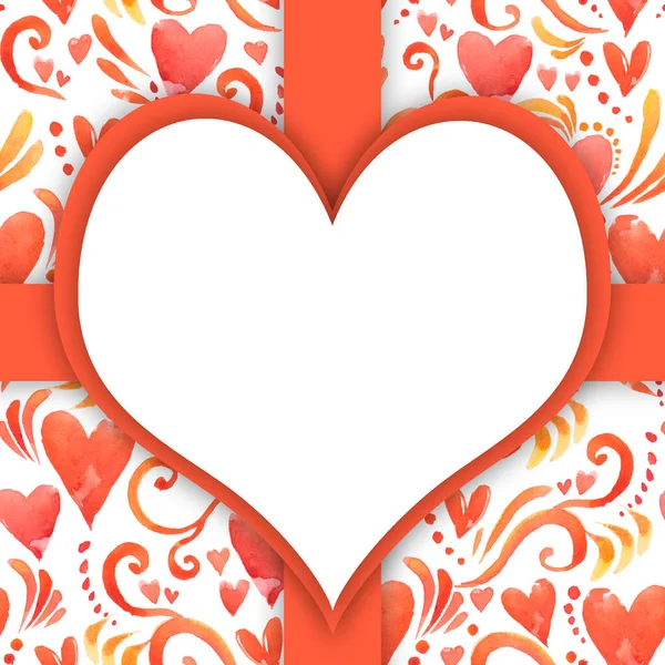 Hearts Seamless Pattern Watercolor Background Heart Love Template Walentines Day — Fotografia de Stock