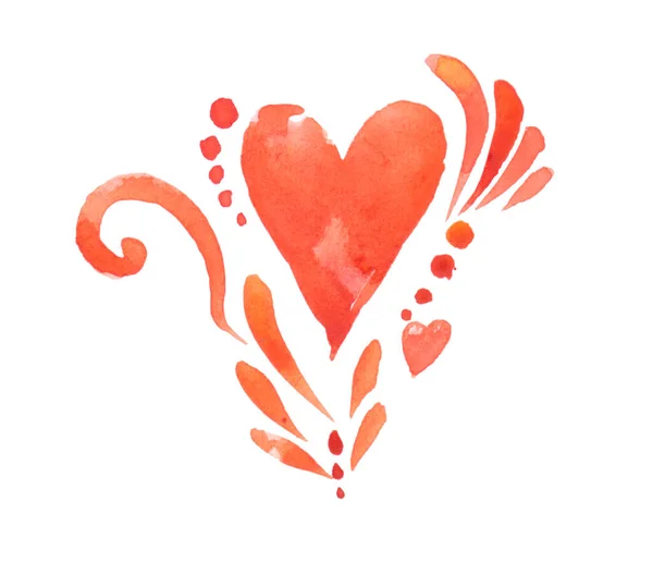 Deep Red Watercolor Heart Bright Beautiful Symbol Love Compassion Sympathy — Stock fotografie