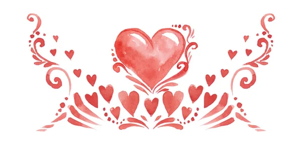 Watercolor Happy Valentines Day Aqurelle Holiday Design — Stock fotografie