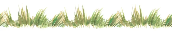 Seamless Watercolor Linear Border Background Vintage Seamless Floral Pattern Grass —  Fotos de Stock