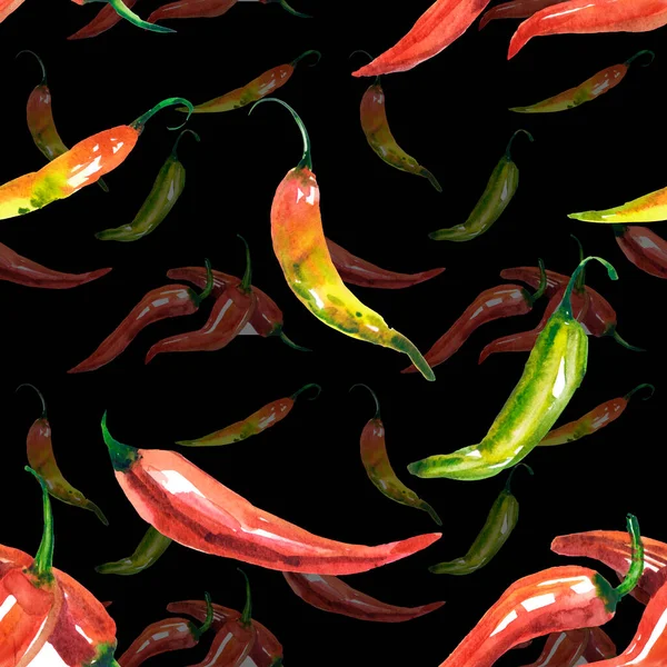 watercolor pattern red hot chili paper on black background