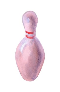 Bovling lobutları. Beyaz arkaplanda basit bir bovling broşu çizimi var. Beyaz bovling karikatürü el çizimi tarzı. Bowling pin simgesi çizimi