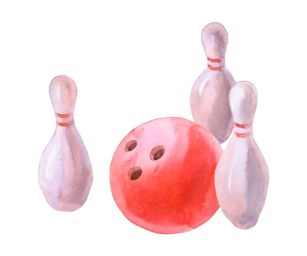 Watercolor Bowling Strike Illustration, Bowling Strike Clipart