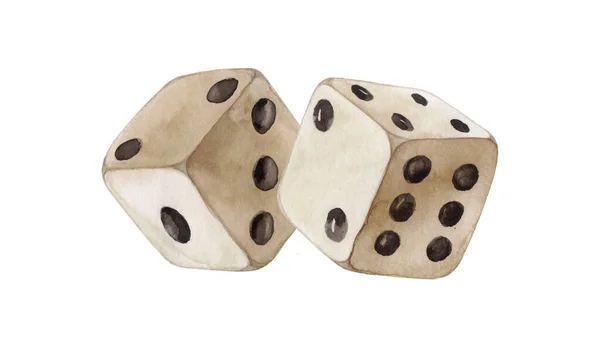 Sketch Two Dices Game Dice Watercolor Sketch — Stock Photo, Image
