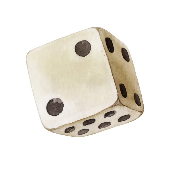 Dice Watercolor White Background One — Stock Photo, Image
