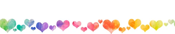 Vannfargede Hjerter Som Faller Hvit Bakgrunn Fargerik Regnbuehjerte Konfetti Valentinsdag – stockfoto