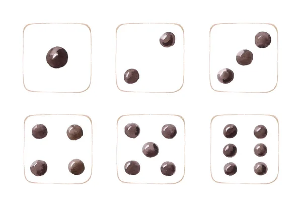 Punkte Casino Würfel Set Isoliert Auf Weißem Hintergrund Handgezeichnete Illustration — Stockfoto