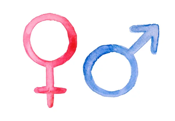 Warna Air Ditetapkan Dari Perempuan Dan Laki Laki Simbol Gender — Stok Foto