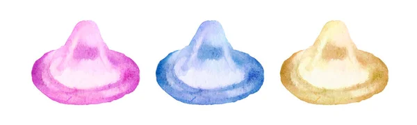 Beyaz Arkaplanda Izole Edilmiş Renk Prezervatif — Stok fotoğraf