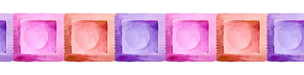 Pacchetto Preservativo Acquerello Isolato Sfondo Bianco Con Percorso Ritaglio — Foto Stock