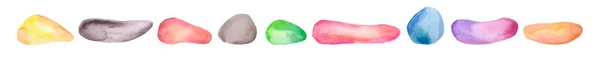 Conjunto Diferentes Pedras Aquarela Arredondadas Multicoloridas — Fotografia de Stock