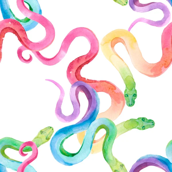 Watercolor Pattern Snake Exotic Watercolor Background Snake Cobra — Stockfoto