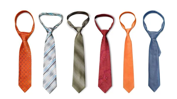 Strapped Neckties Different Colors Mens Striped Ties Background — Stock Photo, Image