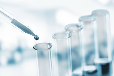 Bilim laboratuarı test tüpleri, laboratuvar ekipmanları.