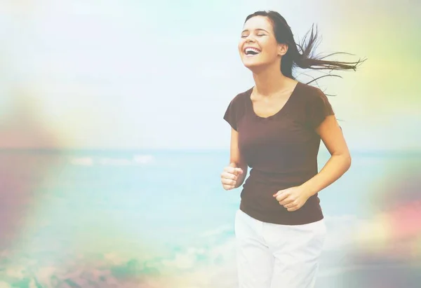 Young Woman Field Sunset Light — Stock Photo, Image