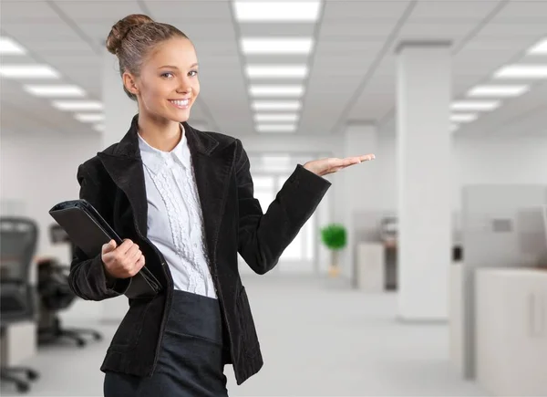 Portrait Female Business Woman Using Tablet Computer — Stock Photo, Image