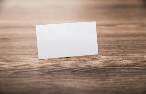 Pacote Identidade Corporativa Branco Cartão Visita Chão Madeira — Fotografia de Stock