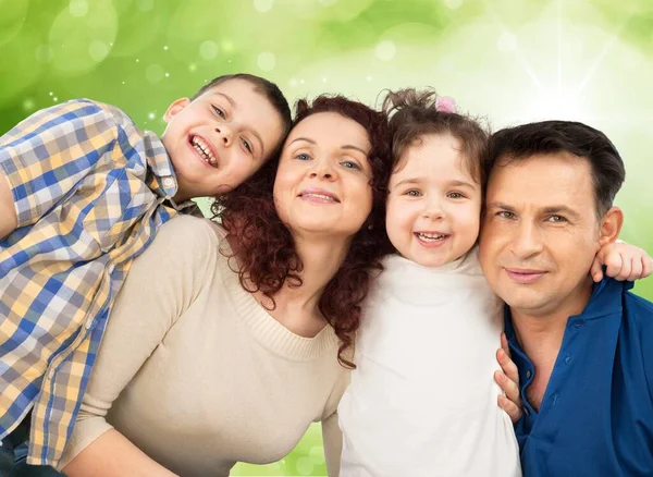 Happy Smiling Family Kids Isolated Background — Stock Photo, Image