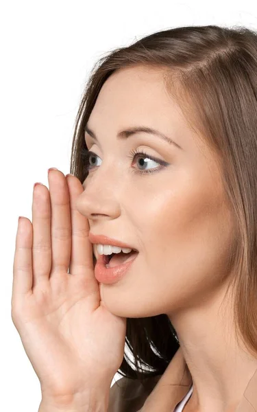 Portrait Woman Whispering — Stock Photo, Image